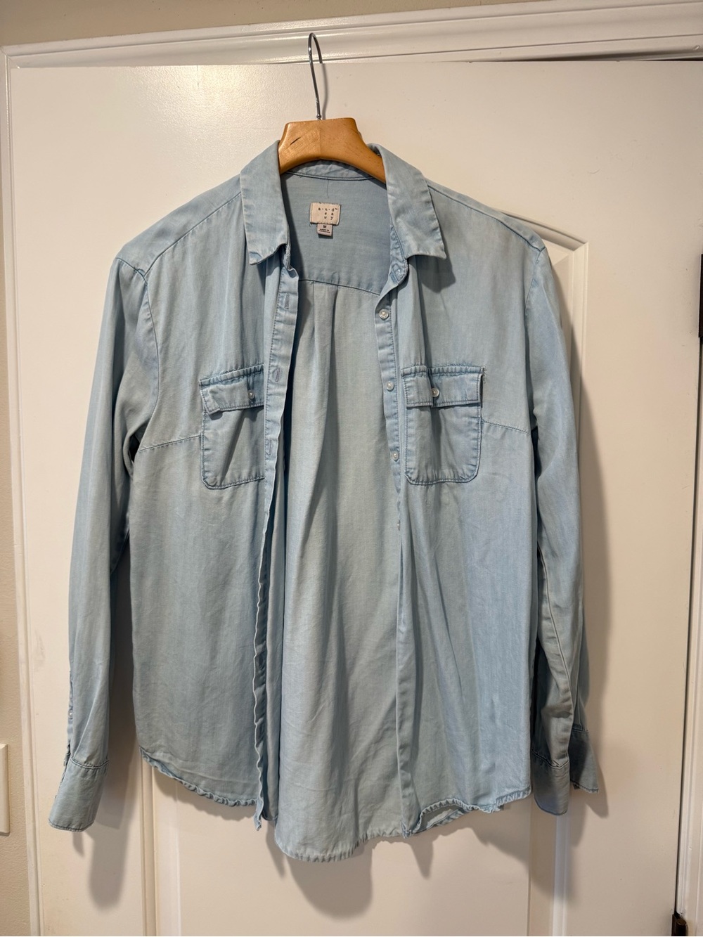a new day Light Wash Chambray Button-Up Shirt - Picture 2 of 9
